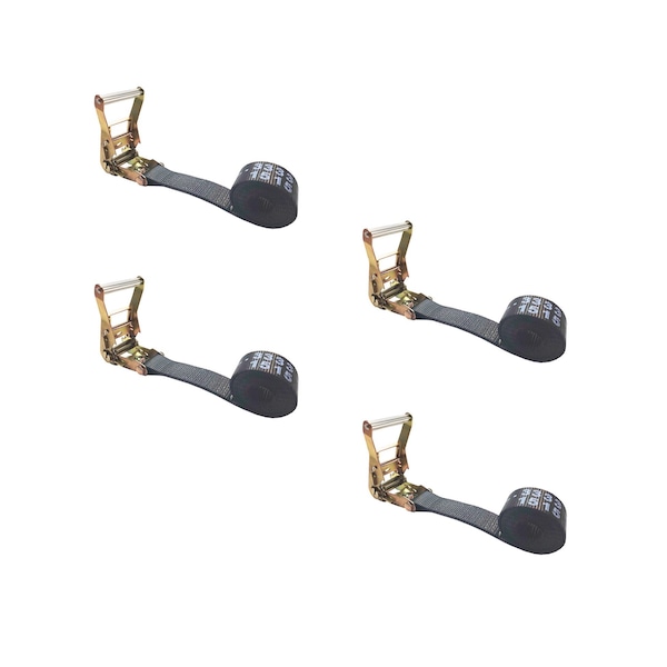 Heavy Duty 2" x 20' Utility Endless Ratchet Tie Down Strap for Cargo Bundling Black, 4PK